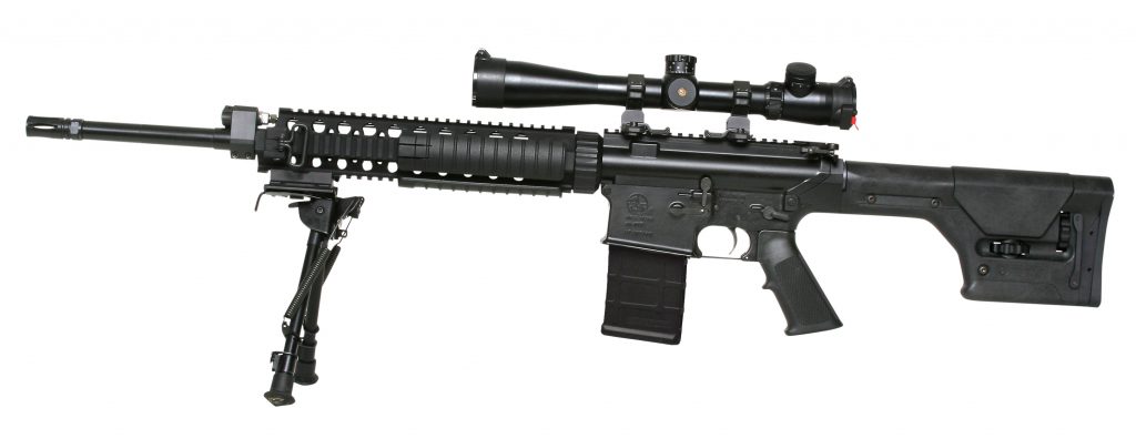 Mounted ar10 semi automatic rifle all black