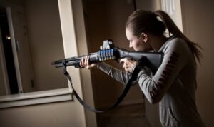 Home Defense Shotgun Woman