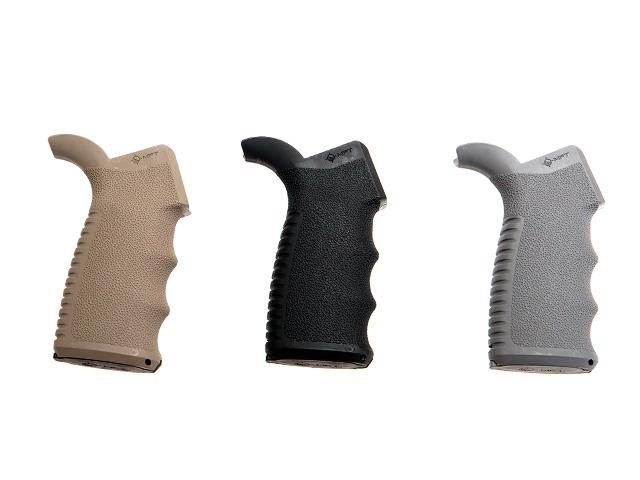 Black, brown and white AR 15 pistol grips