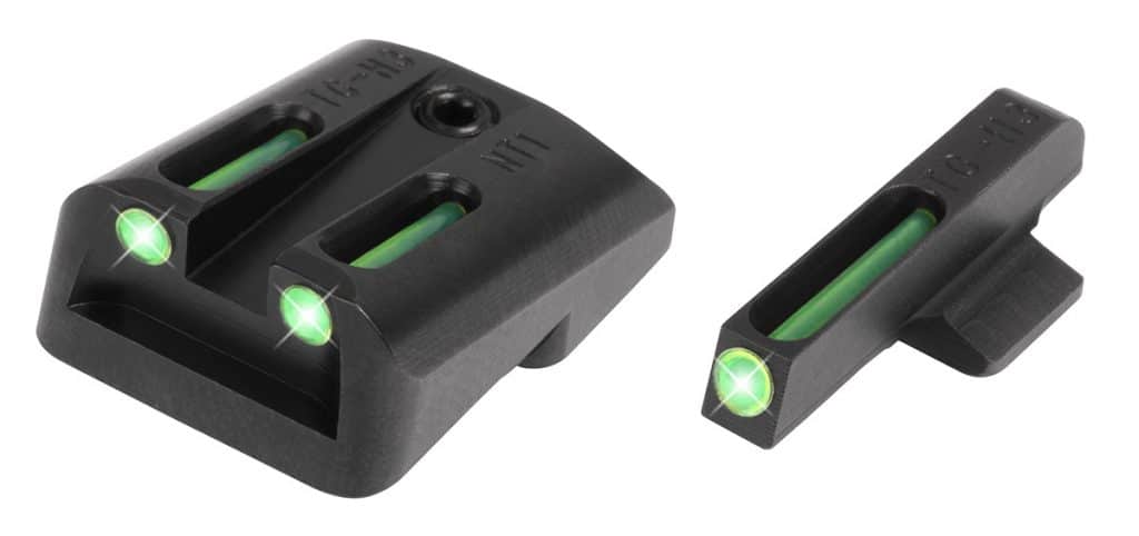 the Truglo Bright-Site TFO Glock sight uses TFO (Tritium and Fiber-Optic ) materials