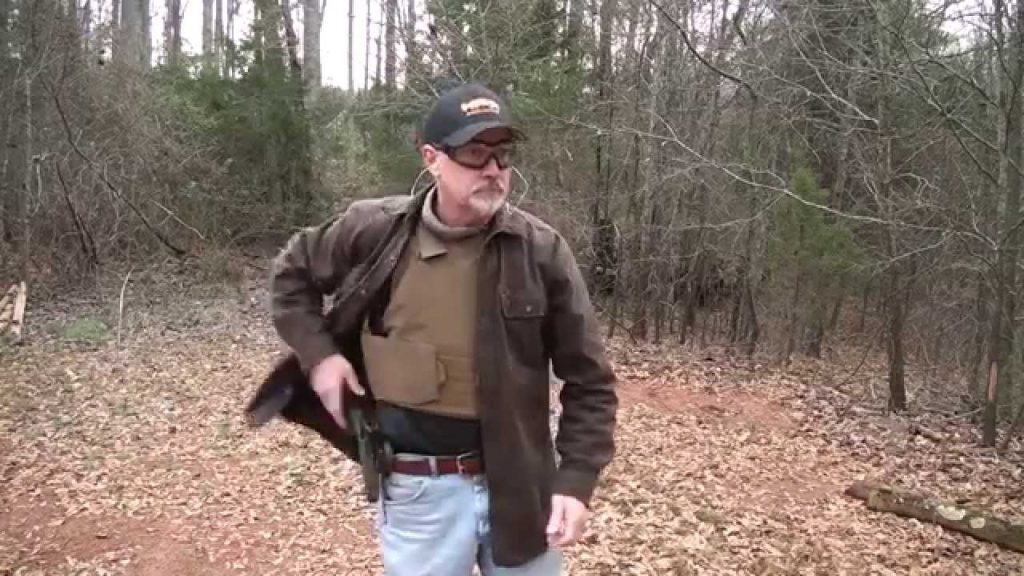 Man wearing body armor for protection 