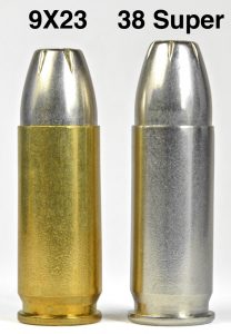 9x23 Winchester and 38 Super cartridges