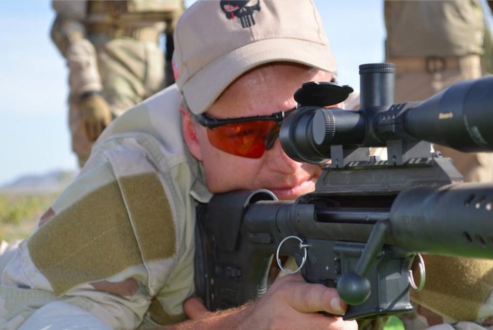 image of a man wearing shooting glasses for eye protection