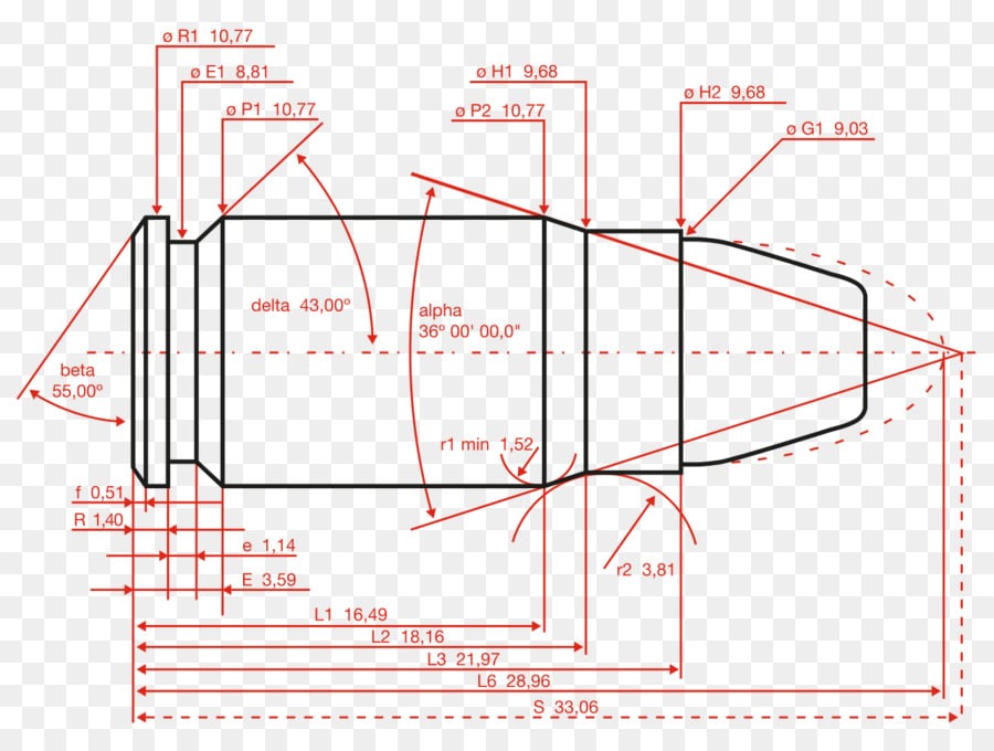 a picture of 357 sig case measurement