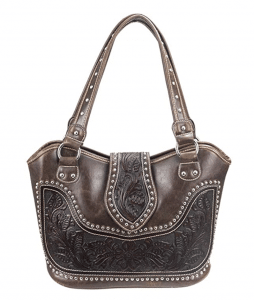 image of Montana West Concealed Carry Tooled Leather Shoulder Purse