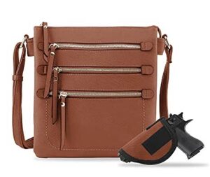 image of Triple Zip Pockets Concealed Carry Bag with Lock and Key