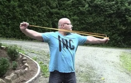 Shooting a Hunting Slingshot 