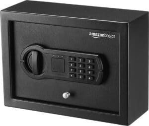 image of Amazon Basics Small Slim Desk Drawer Security Safe